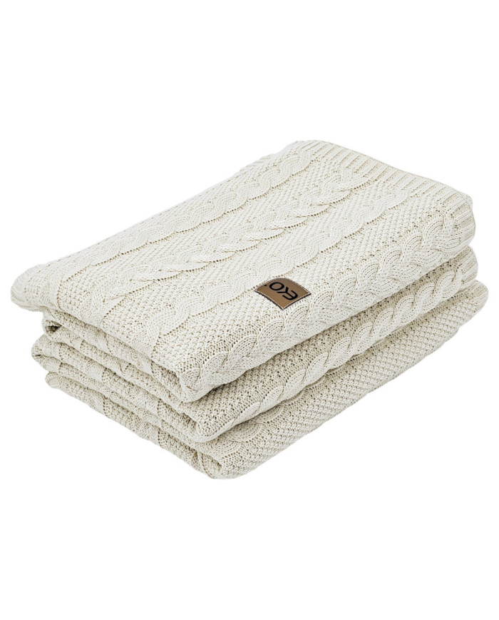 VENEZIA LATTE Knitted Cotton Blanket 150x200cm