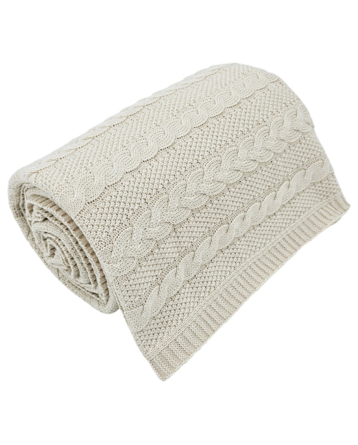 VENEZIA LATTE Knitted Cotton Blanket 150x200cm
