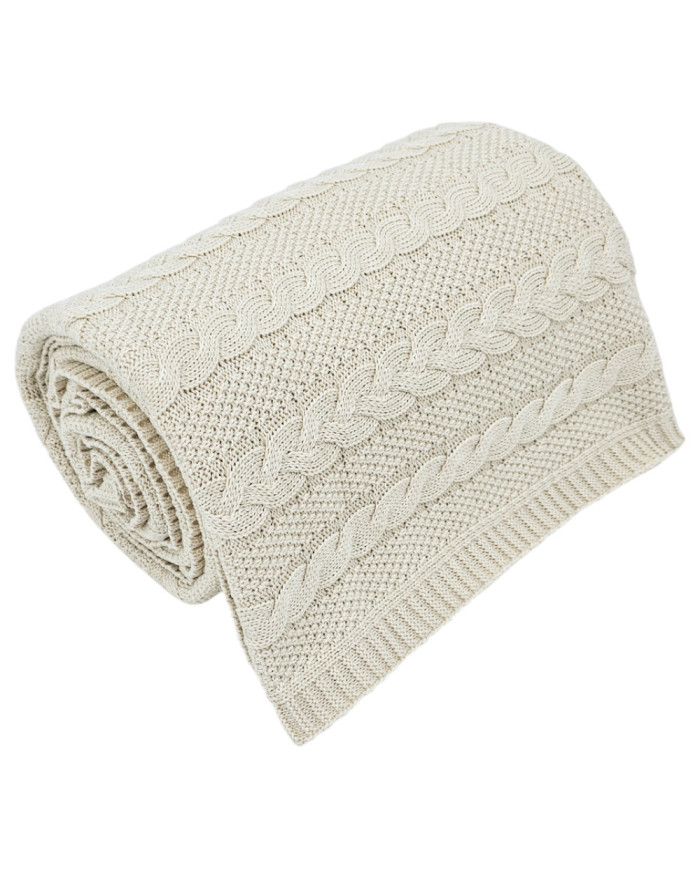 VENEZIA LATTE Knitted Cotton Blanket 150x200cm