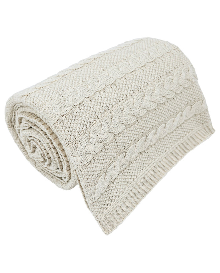 VENEZIA LATTE Knitted Cotton Blanket 150x200cm