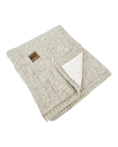 Adīta sega ar kažokādas oderi 80 x 100 cm, BEIGE Adīta sega ar kažokādas oderi 80 x 100 cm, BEIGE
