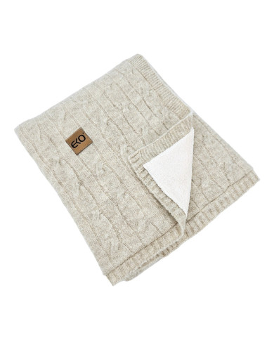Вязаное одеяло с меховой подкладкой, 80 x 100 см, BEIGE Вязаное одеяло с меховой подкладкой, 80 x 100 см, BEIGE