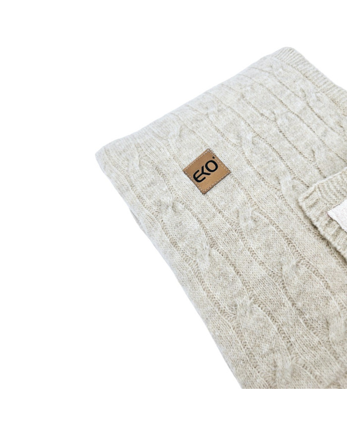 Couverture tricotée avec doublure en fourrure 80 x 100 cm, BEIGE Couverture tricotée avec doublure en fourrure 80 x 100 cm, BEIGE