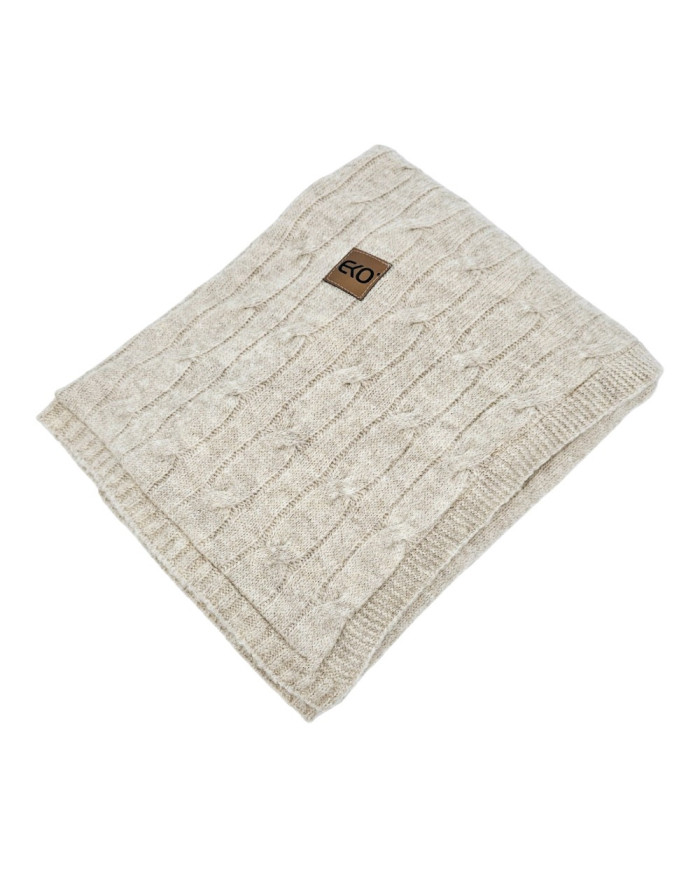 Pletená deka s kožešinovou podšívkou 80 x 100 cm, BEIGE Pletená deka s kožešinovou podšívkou 80 x 100 cm, BEIGE