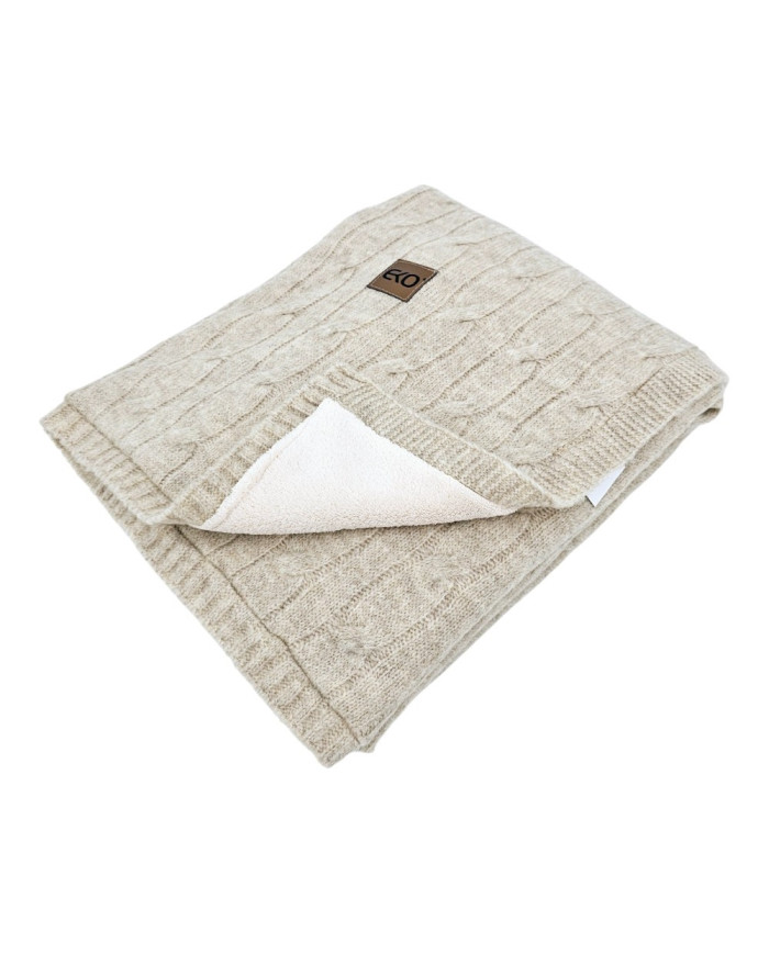 Pletená deka s kožušinovou podšívkou 80 x 100 cm, BEIGE Pletená deka s kožušinovou podšívkou 80 x 100 cm, BEIGE