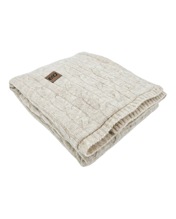 Pletená deka s kožešinovou podšívkou 80 x 100 cm, BEIGE Pletená deka s kožešinovou podšívkou 80 x 100 cm, BEIGE