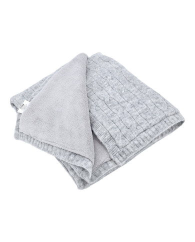 Pletena dekica s krznenom podstavom 80 x 100 cm, GREY Pletena dekica s krznenom podstavom 80 x 100 cm, GREY