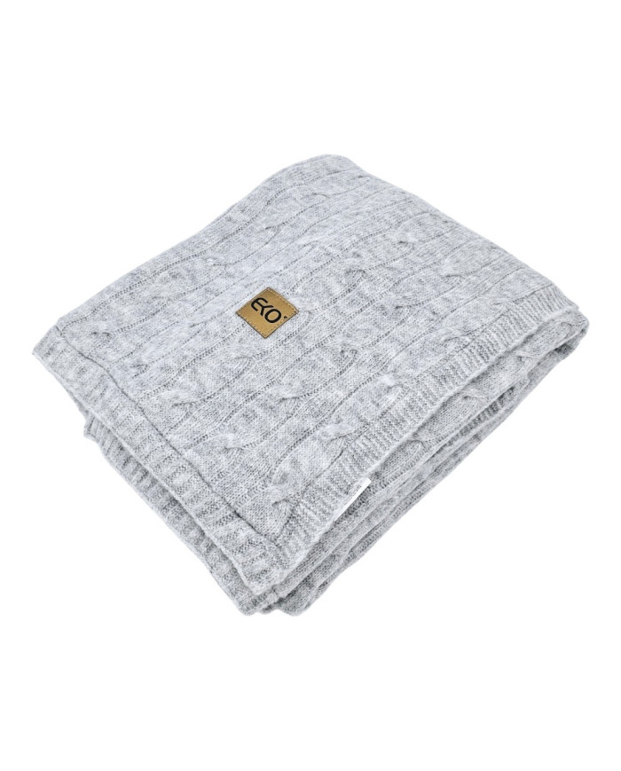 Pletená deka s kožešinovou podšívkou 80 x 100 cm, GREY Pletená deka s kožešinovou podšívkou 80 x 100 cm, GREY