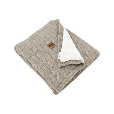 Knitted Blanket with Fur Lining 80 x 100 cm, LIGHT BROWN Knitted Blanket with Fur Lining 80 x 100 cm, LIGHT BROWN