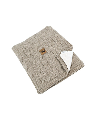 Couverture tricotée avec doublure en fourrure 80 x 100 cm, LIGHT BROWN