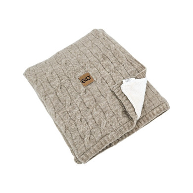 Вязаное одеяло с меховой подкладкой, 80 x 100 см, LIGHT BROWN