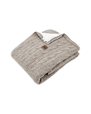 Pletená deka s kožušinovou podšívkou 80 x 100 cm, LIGHT BROWN