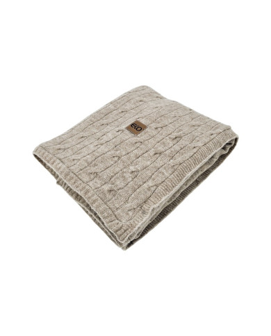 Pletená deka s kožušinovou podšívkou 80 x 100 cm, LIGHT BROWN