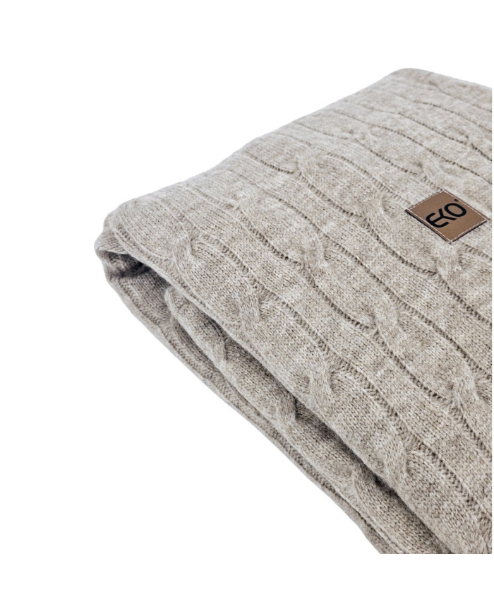Knitted Blanket with Fur Lining 80 x 100 cm, LIGHT BROWN Knitted Blanket with Fur Lining 80 x 100 cm, LIGHT BROWN
