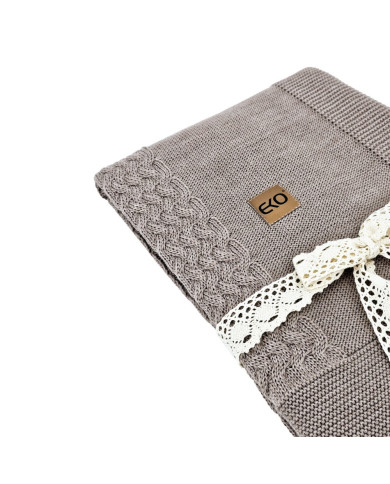 Pletená deka z merino vlny 80x100 cm -  TAUPE