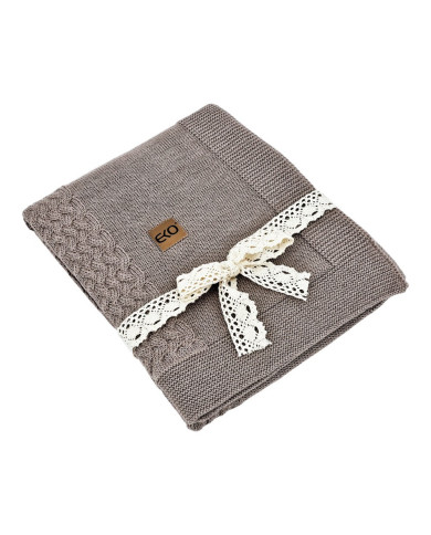 Merino Wool Knitted Blanket 80x100 cm -  TAUPE