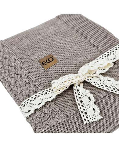 Merinowoll-Strickdecke 80 x 100 cm –  TAUPE