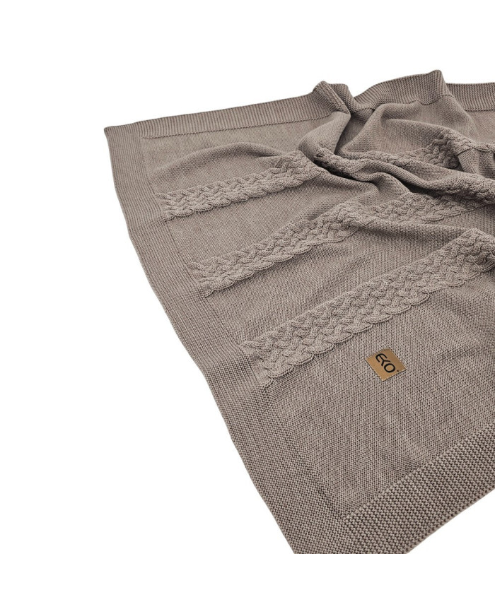 Pletena dekica od merino vune 80x100 cm -  TAUPE