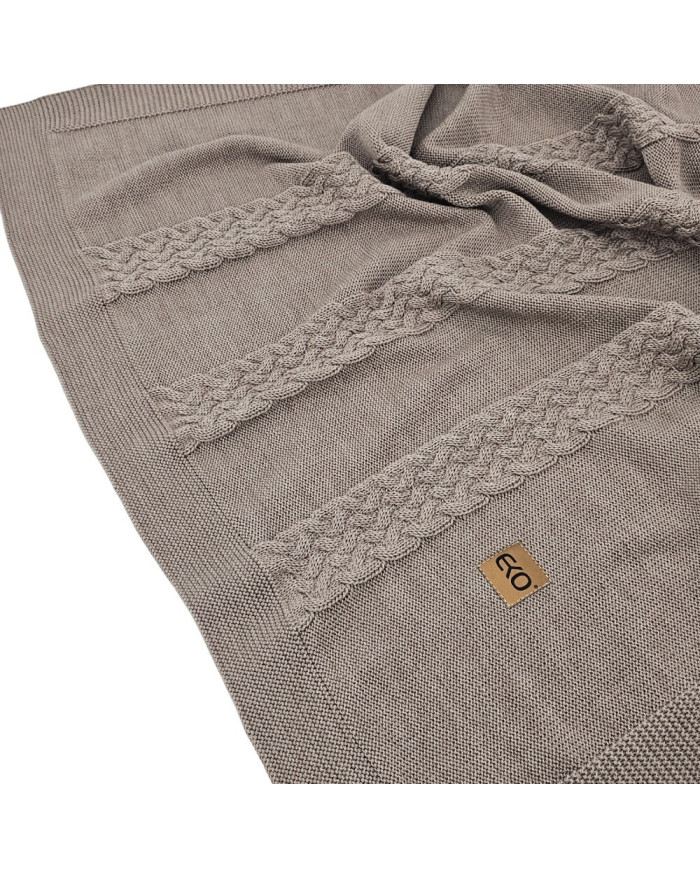 Merino Wool Knitted Blanket 80x100 cm -  TAUPE