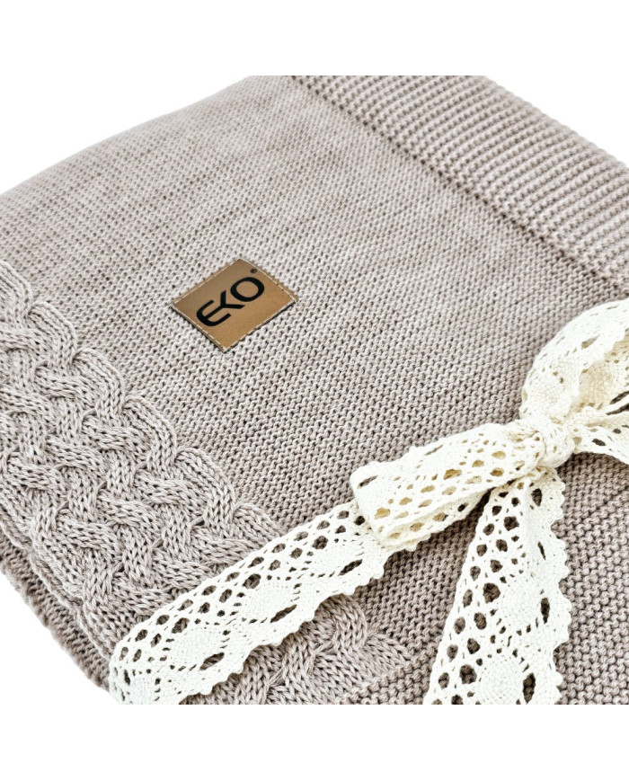 Merino Wool Knitted Blanket 80x100 cm -  NUDE