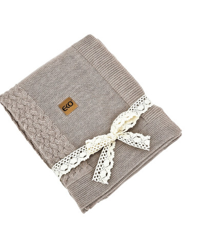 Merino Wool Knitted Blanket 80x100 cm -  NUDE