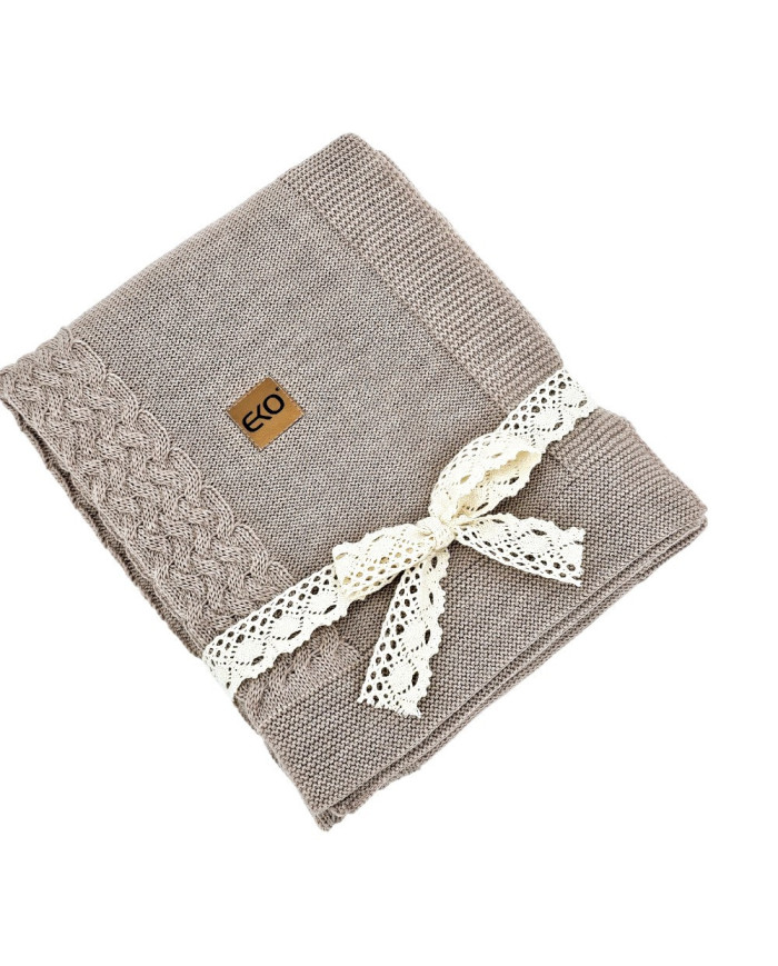 Merino Wool Knitted Blanket 80x100 cm -  NUDE