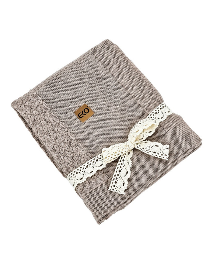 Merino Wool Knitted Blanket 80x100 cm -  NUDE