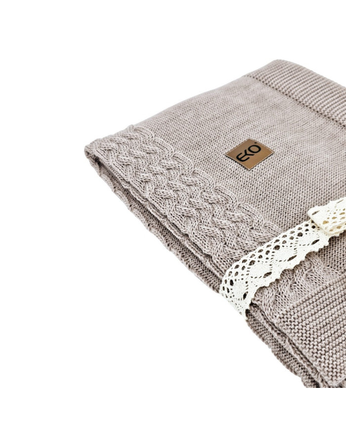 Merino Wool Knitted Blanket 80x100 cm -  NUDE