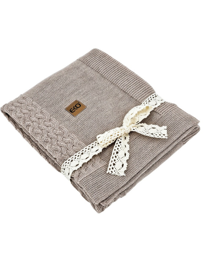 Merino Wool Knitted Blanket 80x100 cm -  NUDE