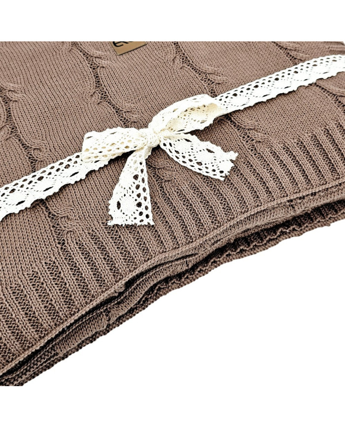 Cotton and Cashmere Knitted Blanket 150x200 cm  ROMA CHOCOLATE