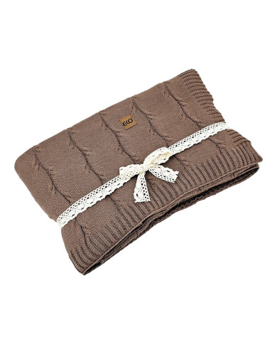 Вязаное одеяло из хлопка и кашемира 150x200 см  ROMA CHOCOLATE
