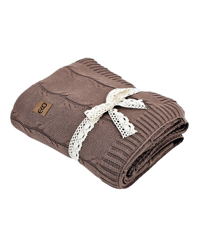 Cotton and Cashmere Knitted Blanket 150x200 cm  ROMA CHOCOLATE