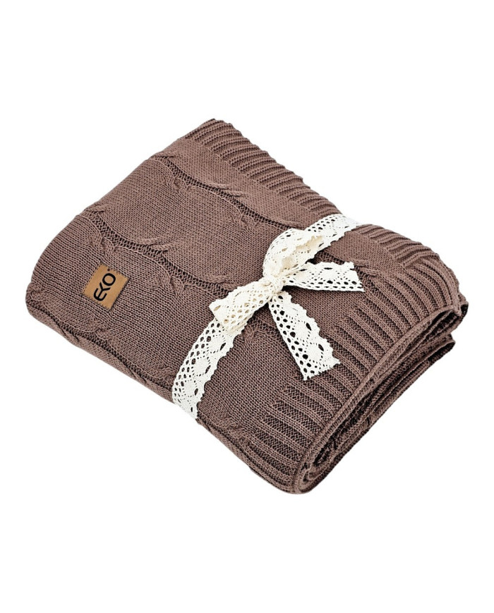 Cotton and Cashmere Knitted Blanket 150x200 cm  ROMA CHOCOLATE