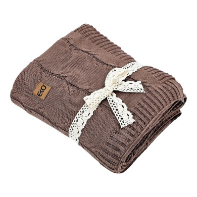 Pamut és Kasmír Kötött Takaró 150x200 cm ROMA CHOCOLATE