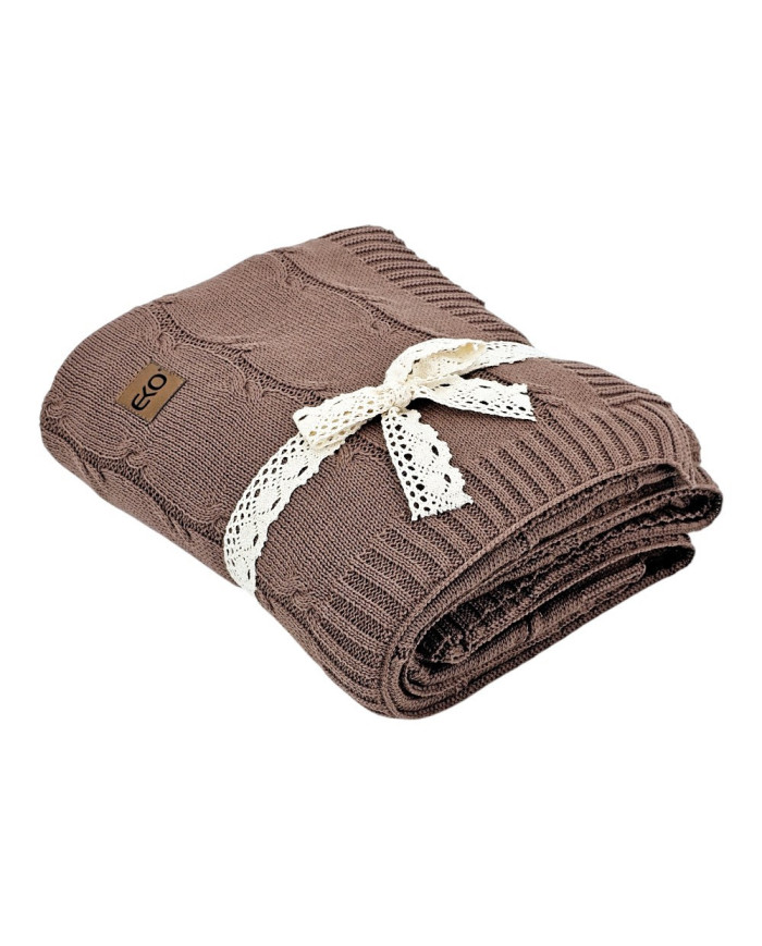 Cotton and Cashmere Knitted Blanket 150x200 cm  ROMA CHOCOLATE