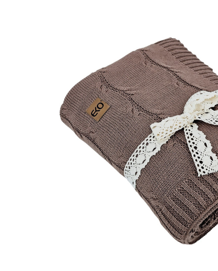 Cotton and Cashmere Knitted Blanket 150x200 cm  ROMA CHOCOLATE