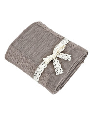 Вязаное одеяло из мериноса 150x200 см – FLORENCE TAUPE