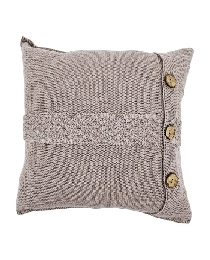 Merino vilnas adīta spilvendrāna 45x45 cm – FLORENCE  TAUPE