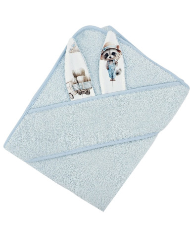 Cotton bath robe FARMER/LIGHT BLUE