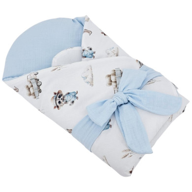 Printed Cotton+Muslin Swaddle Blanket with Coconut FARMER