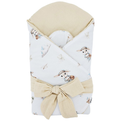 Babyhörnchen aus bedruckter Baumwolle+Musselin mit Kokosfüllung POSTMAN