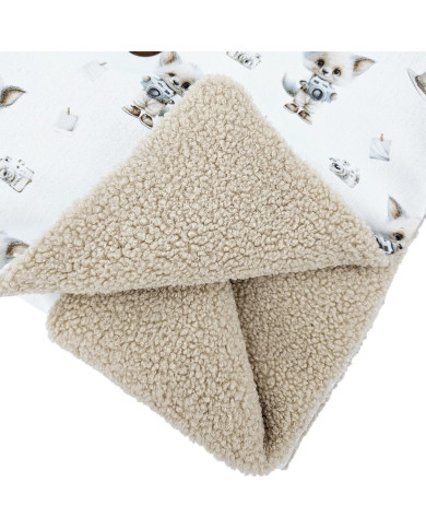 Bilateral baby quilt 75x100 cm - Printed Bamboo + Bouclé PHOTOGRAPHER