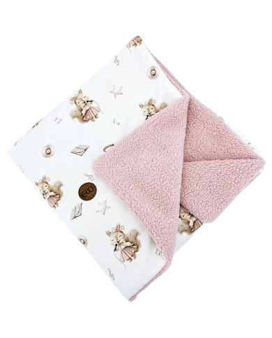 Bilateral baby quilt 75x100 cm - Printed Bamboo + Bouclé SINGER