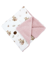 Bilaterale Babydecke 75x100 cm - Bedruckter Bambus + Bouclé SINGER