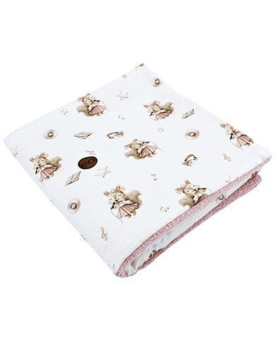 Bilateral baby quilt 75x100 cm - Printed Bamboo + Bouclé SINGER