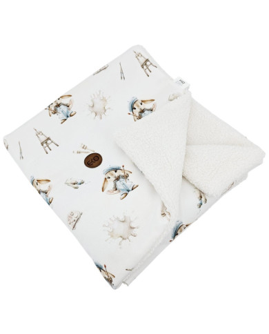 Bilateral baby quilt 75x100 cm - Printed Bamboo + Bouclé PAINTER