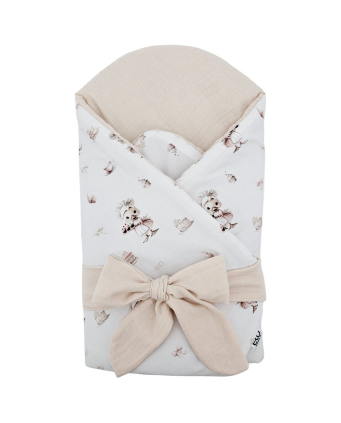 Printed Cotton+Muslin Swaddle Blanket with Coconut COOK