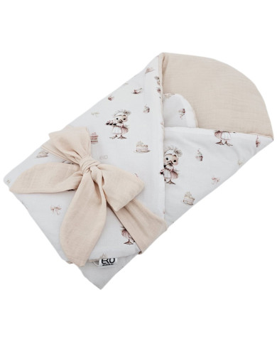 Printed Cotton+Muslin Swaddle Blanket with Coconut COOK