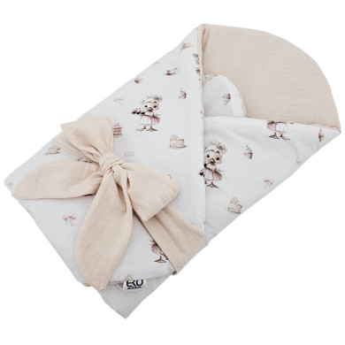 Printed Cotton+Muslin Swaddle Blanket with Coconut COOK