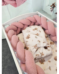 Pletený mantinel z bouclé – Mäkký a Štýlový do postieľky PINK